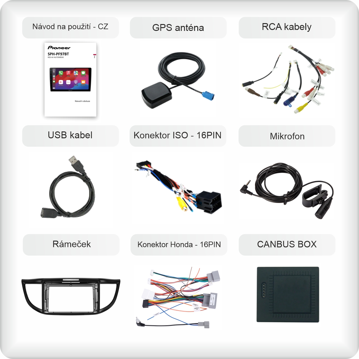 CZ PŘÍSLUŠENSTVÍ pro autorádio Pioneer SPH-PF97BT pro honda CRV 12-16 s carplay a androidauto - evtech.cz